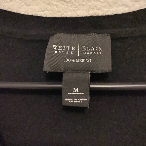 White House Black Market Black Sweater M - snap up fitted look - Picture 4 of 9